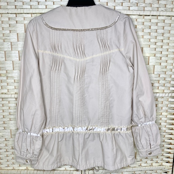 Vintage DB Sport Khaki Jacket With Lace & Satin Ribbon Size L Women's - Picture 6 of 12